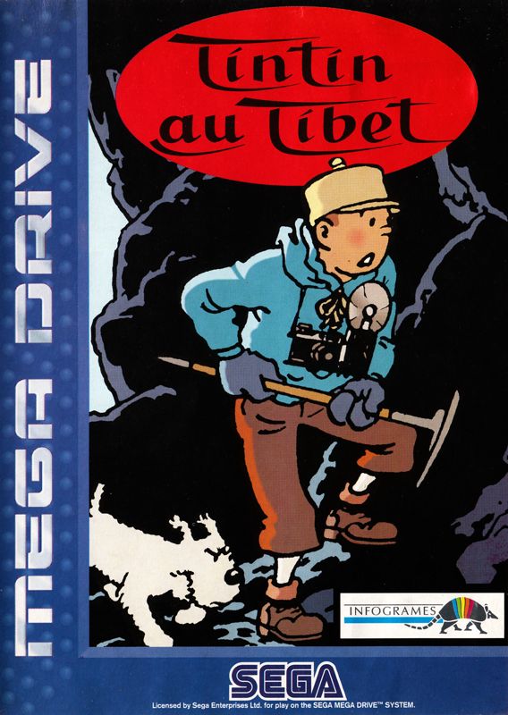 Tintin in Tibet box art for Sega Mega Drive